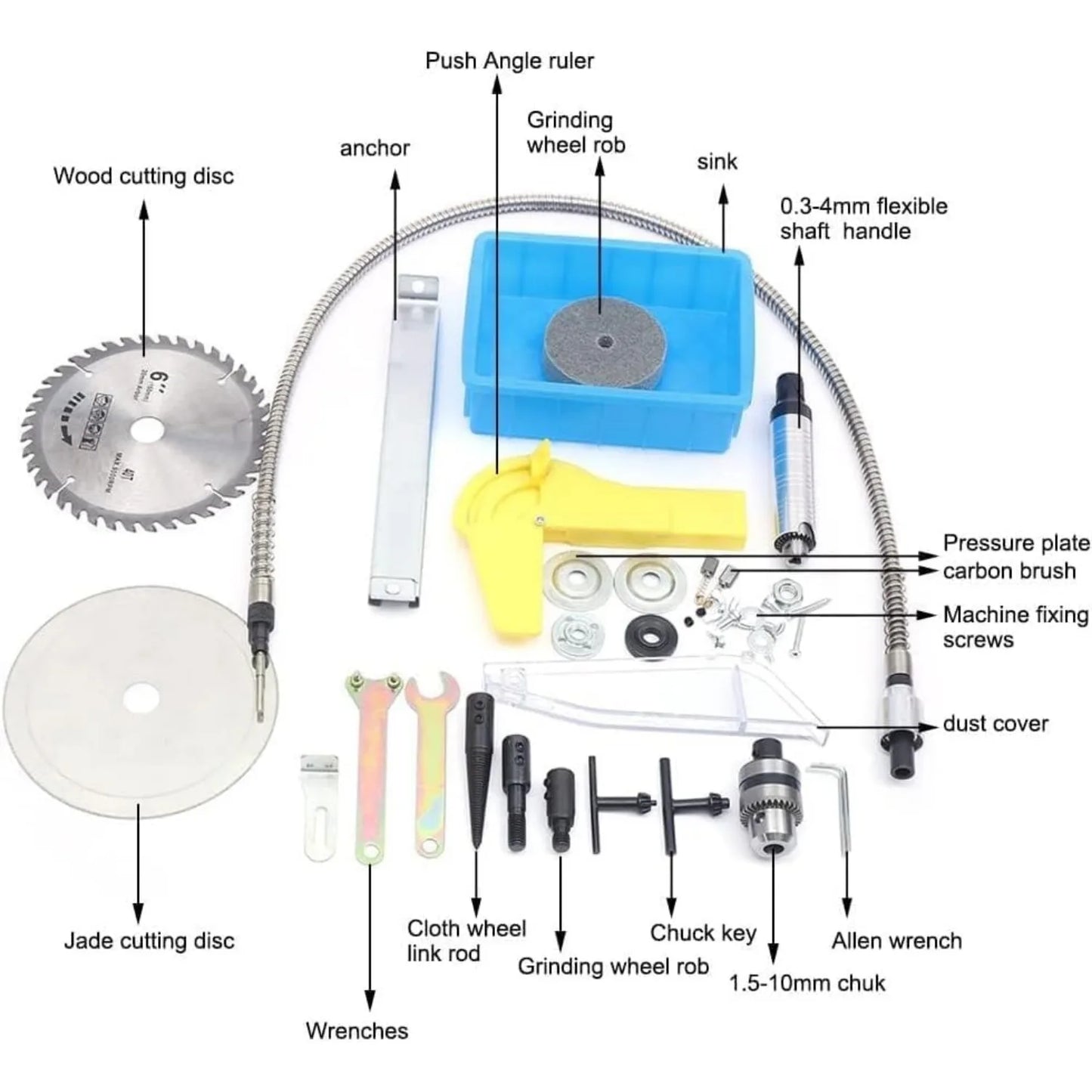 Jewelry Lapidary Saw - Mini Table Saw Grinder Polisher, 0-10000r/min with Flexible Shaft, 220V Benchtop