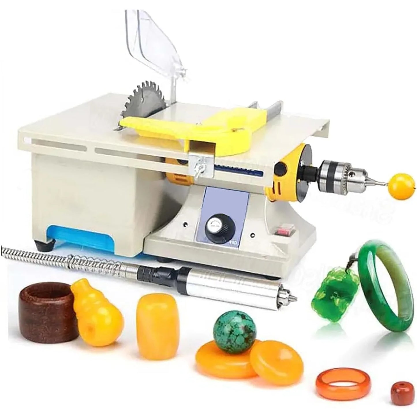Jewelry Lapidary Saw - Mini Table Saw Grinder Polisher, 0-10000r/min with Flexible Shaft, 220V Benchtop
