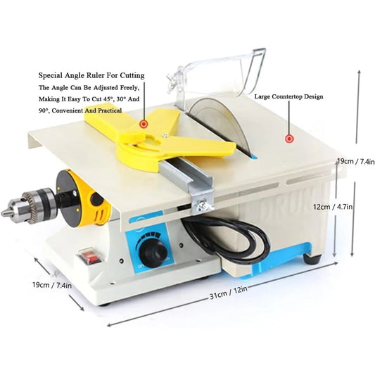 Jewelry Lapidary Saw - Mini Table Saw Grinder Polisher, 0-10000r/min with Flexible Shaft, 220V Benchtop